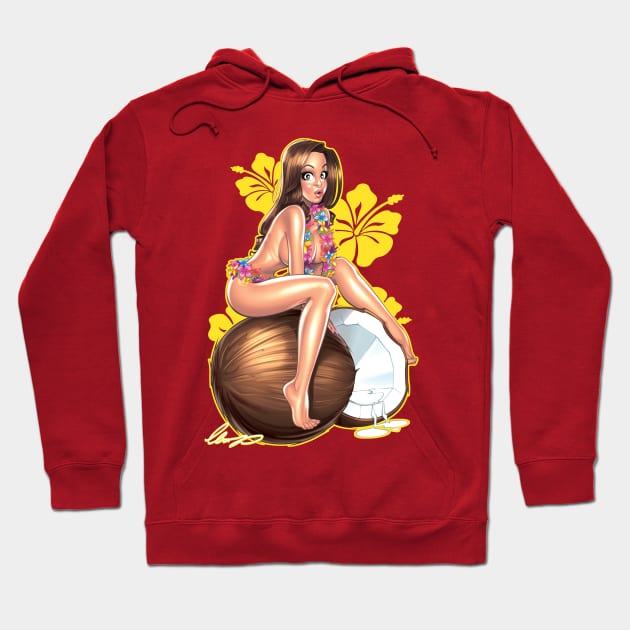 Coconut pinup Girl Hoodie by Eliaschatzoudis